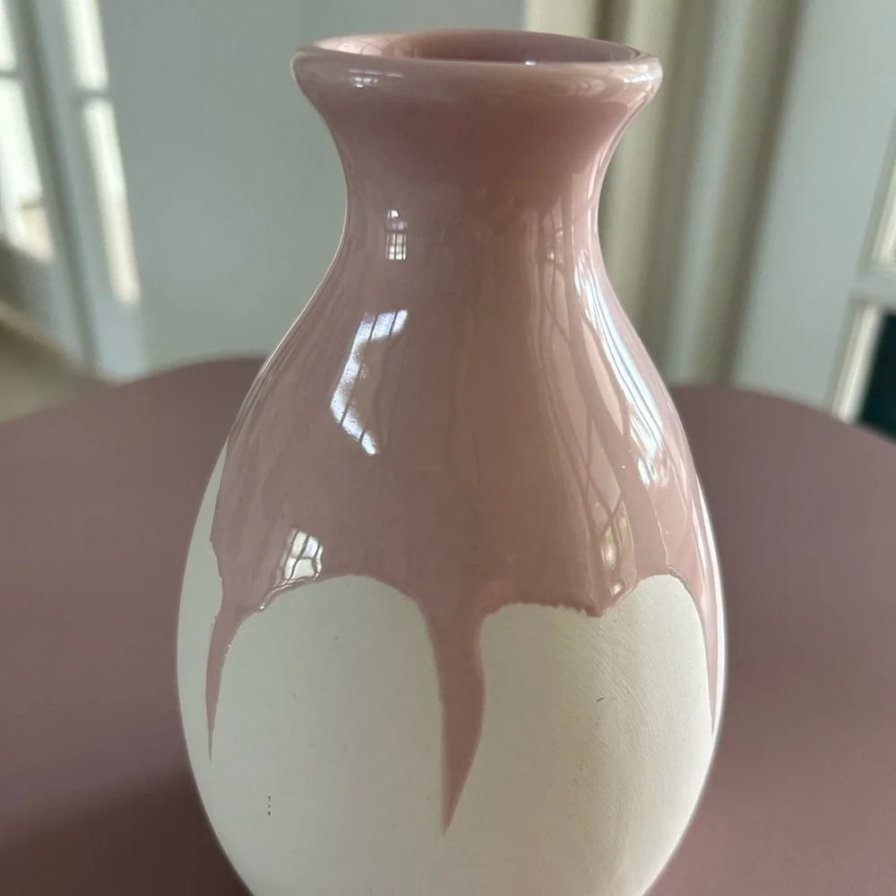Isaac Mizrahi Pink and White Drip Vase